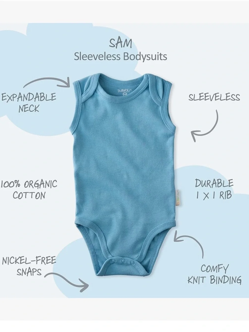 Butterblu Sam-Multipack Sleeveless Bodysuits 100% Organic Cotton set of 10